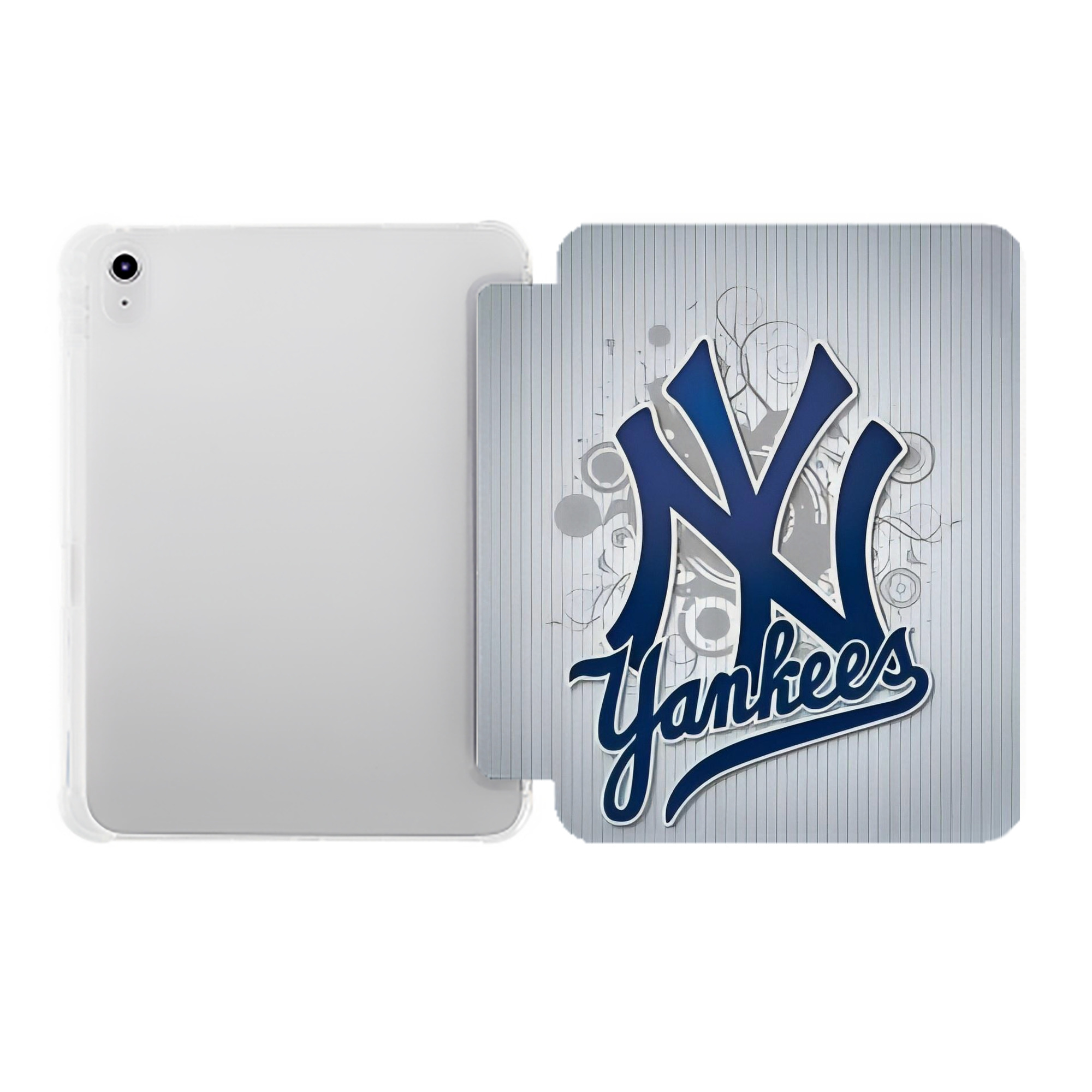 New York Yankees 181 Premium Tri-Fold PU Leather & Silicone IPad Case With Pencil Slot – Fits 9.5,10.5,10.9 – Adjustable Stand, Slim, Protective